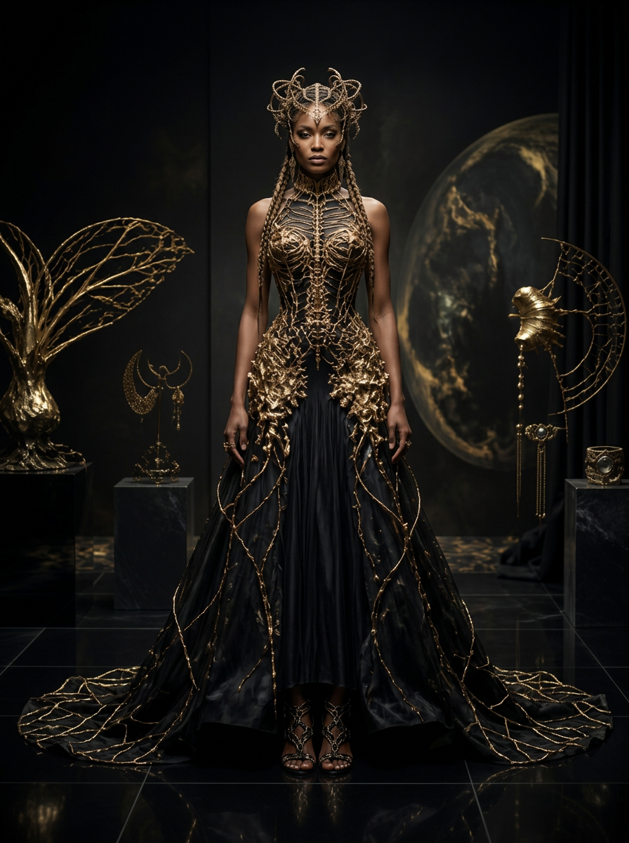 Surrealist Gilded Gown