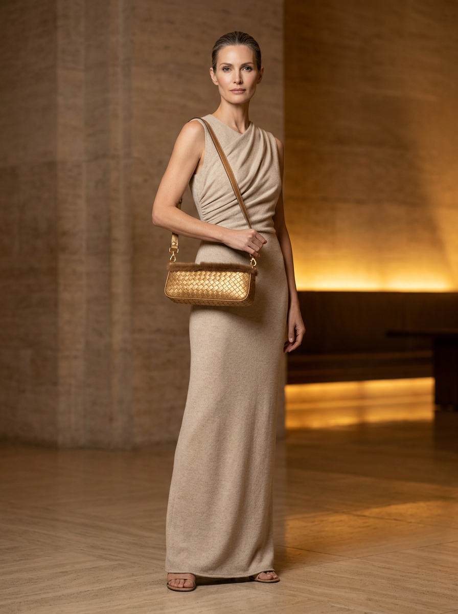 Gold Woven Baguette